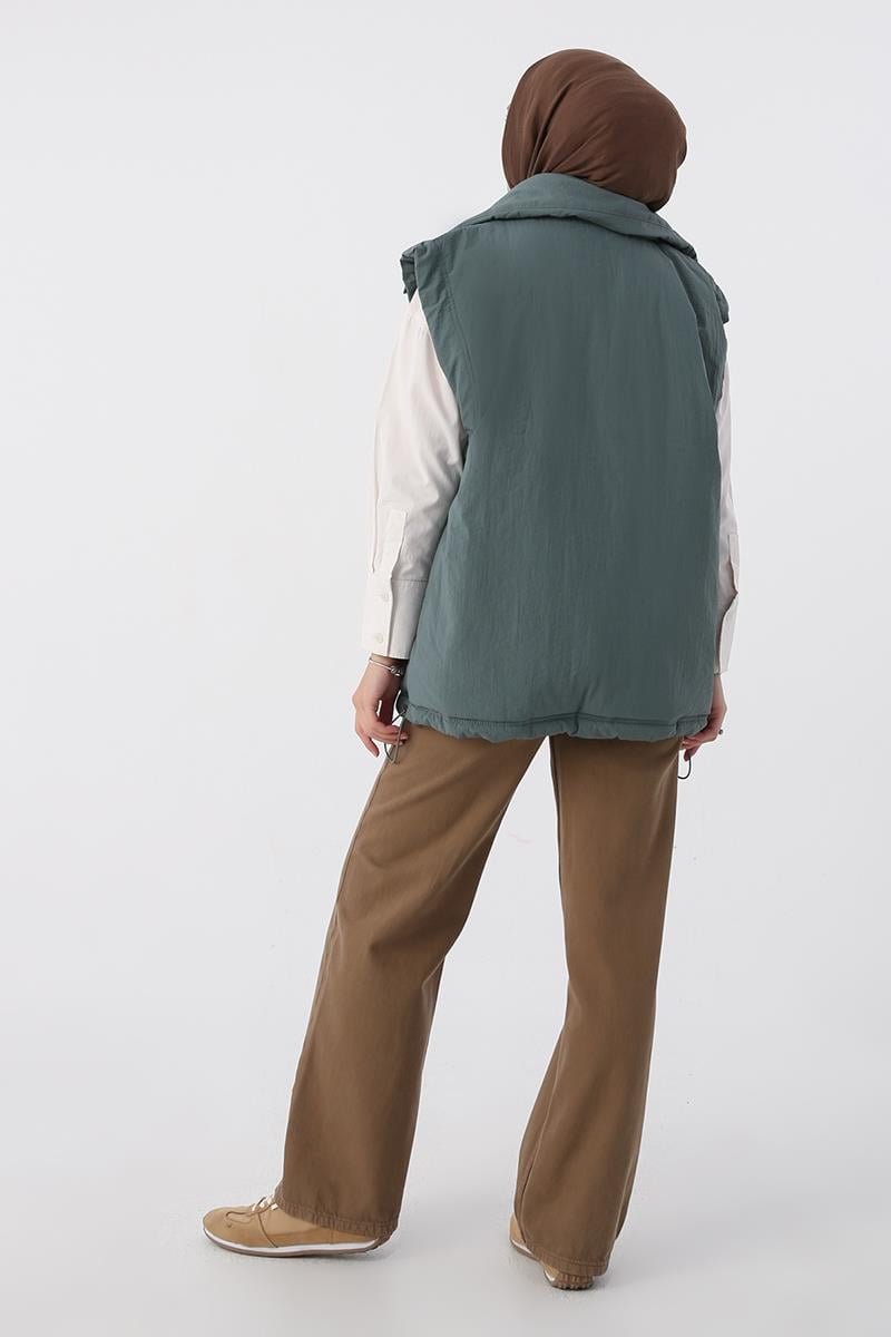 Nefti-Gömlek Yaka Çıtçıtlı Oversize Şişme Yelek