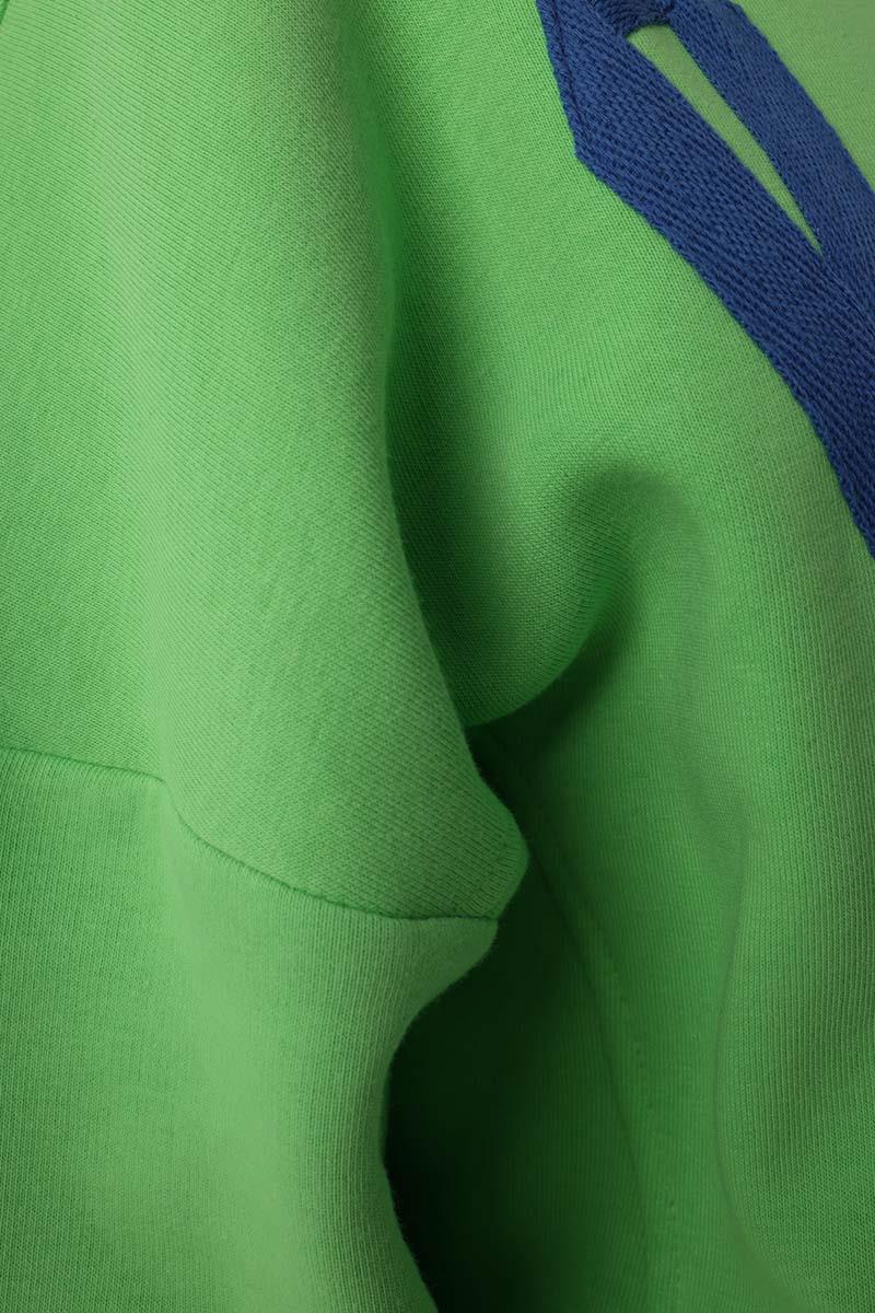Neon Yeşil-Oversize Şardonlu Şerit Detaylı Sweatshirt