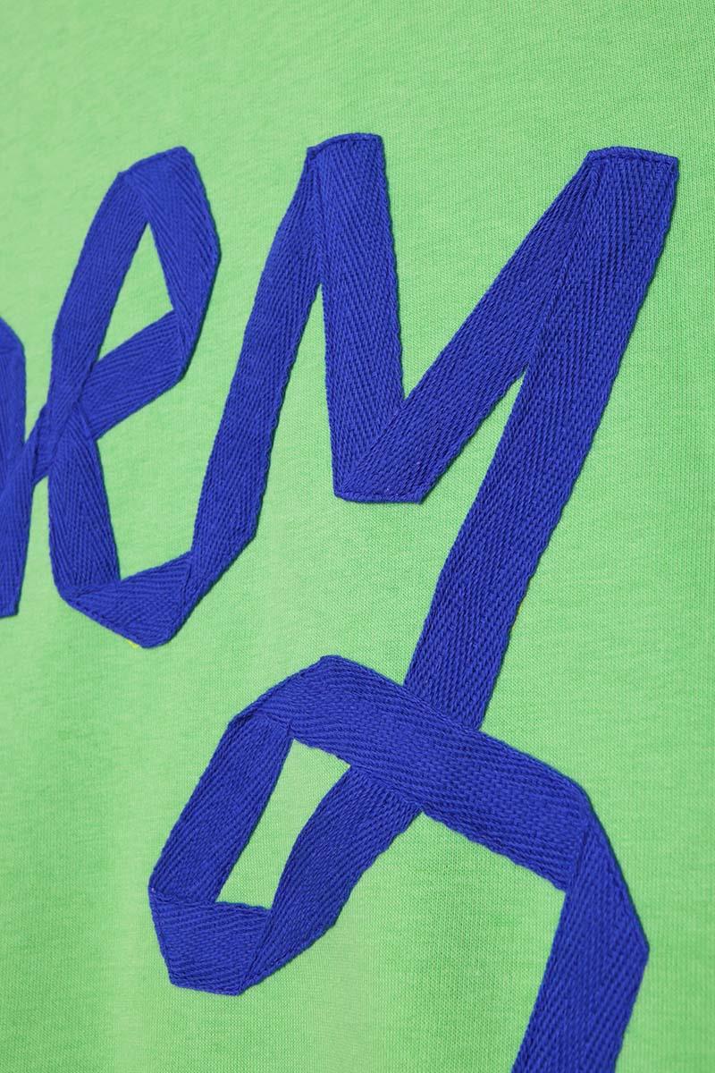 Neon Yeşil-Oversize Şardonlu Şerit Detaylı Sweatshirt
