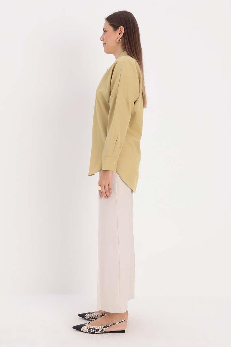 Olive-Oversize Basic Shirt