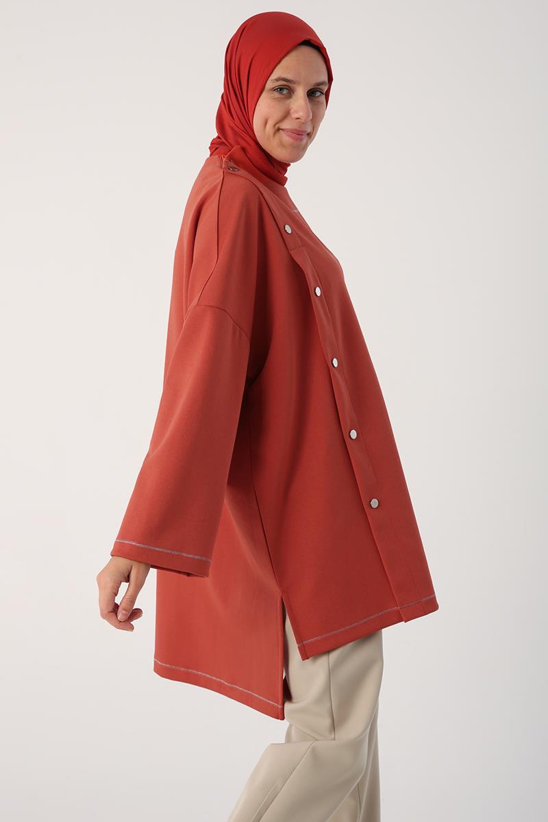 Oranj-Sim Dikişli Çıtçıtlı Oversize Tunik