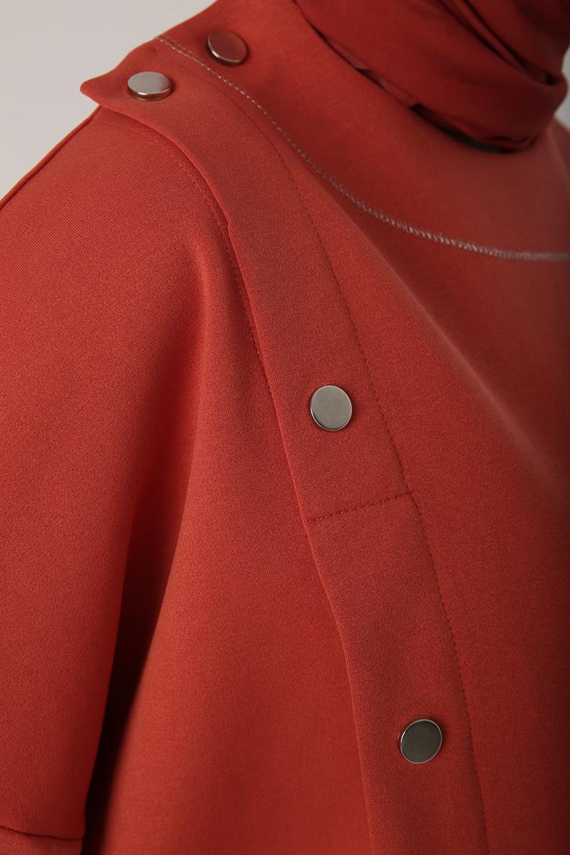 Oranj-Sim Dikişli Çıtçıtlı Oversize Tunik