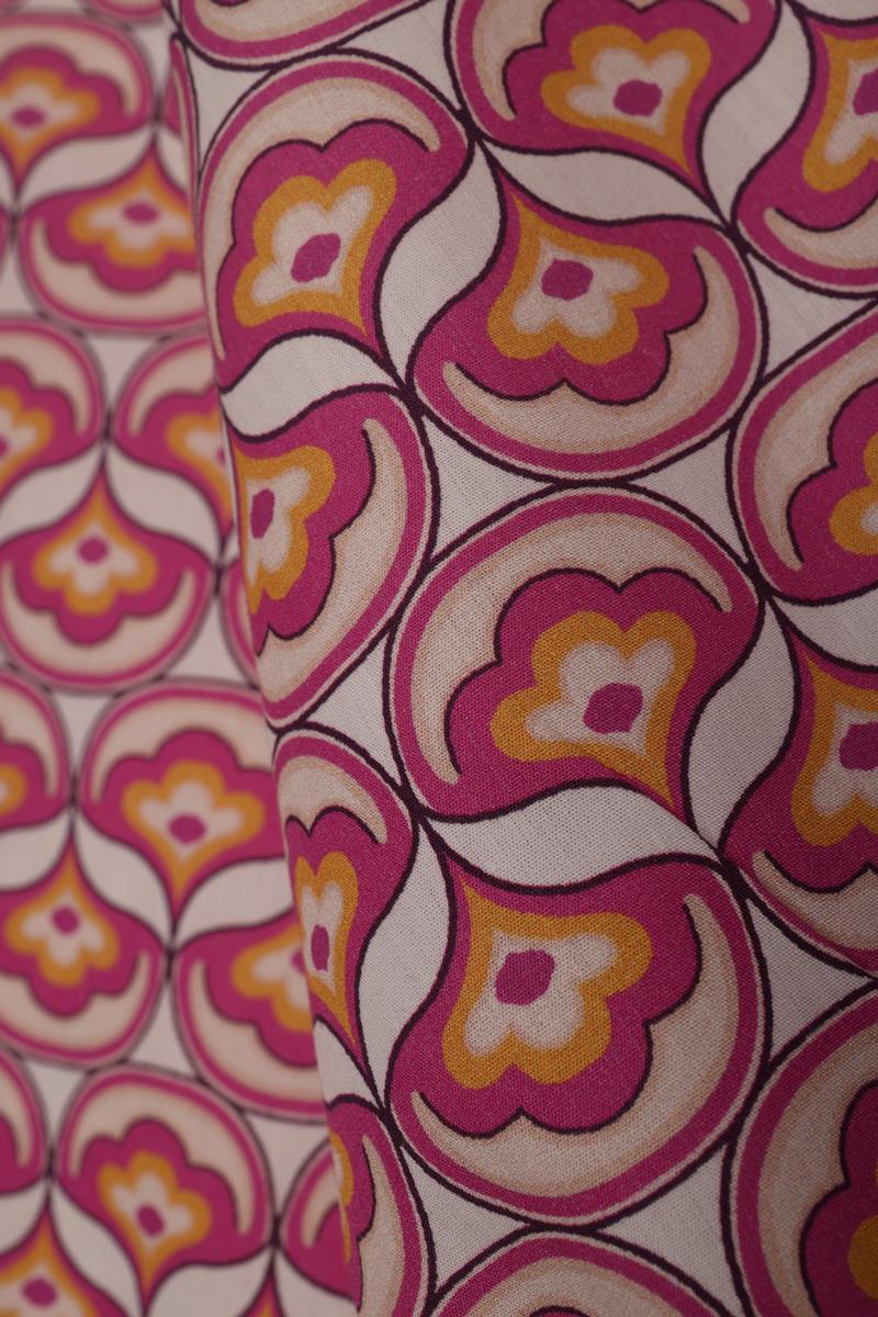 Pembe-Beyaz-%100 Pamuklu Desenli Poplin Gömlek Tunik
