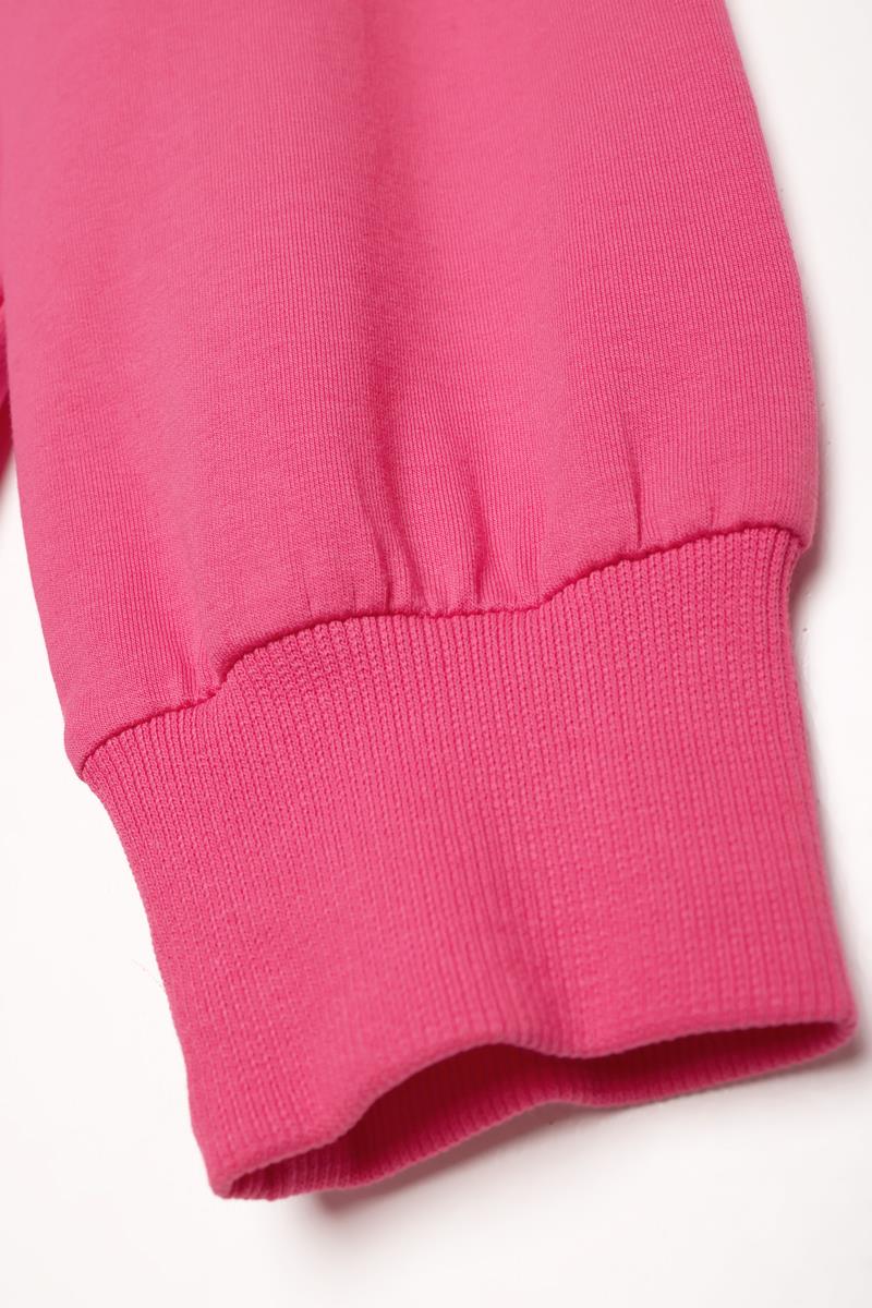 Pembe-Pamuklu Reglan Kol Zincir Nakışlı Sweat Tunik