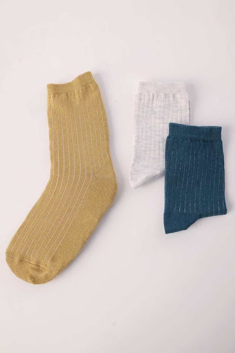 Petrol-Mustard-Grey-3 Piece Socket Socks Set