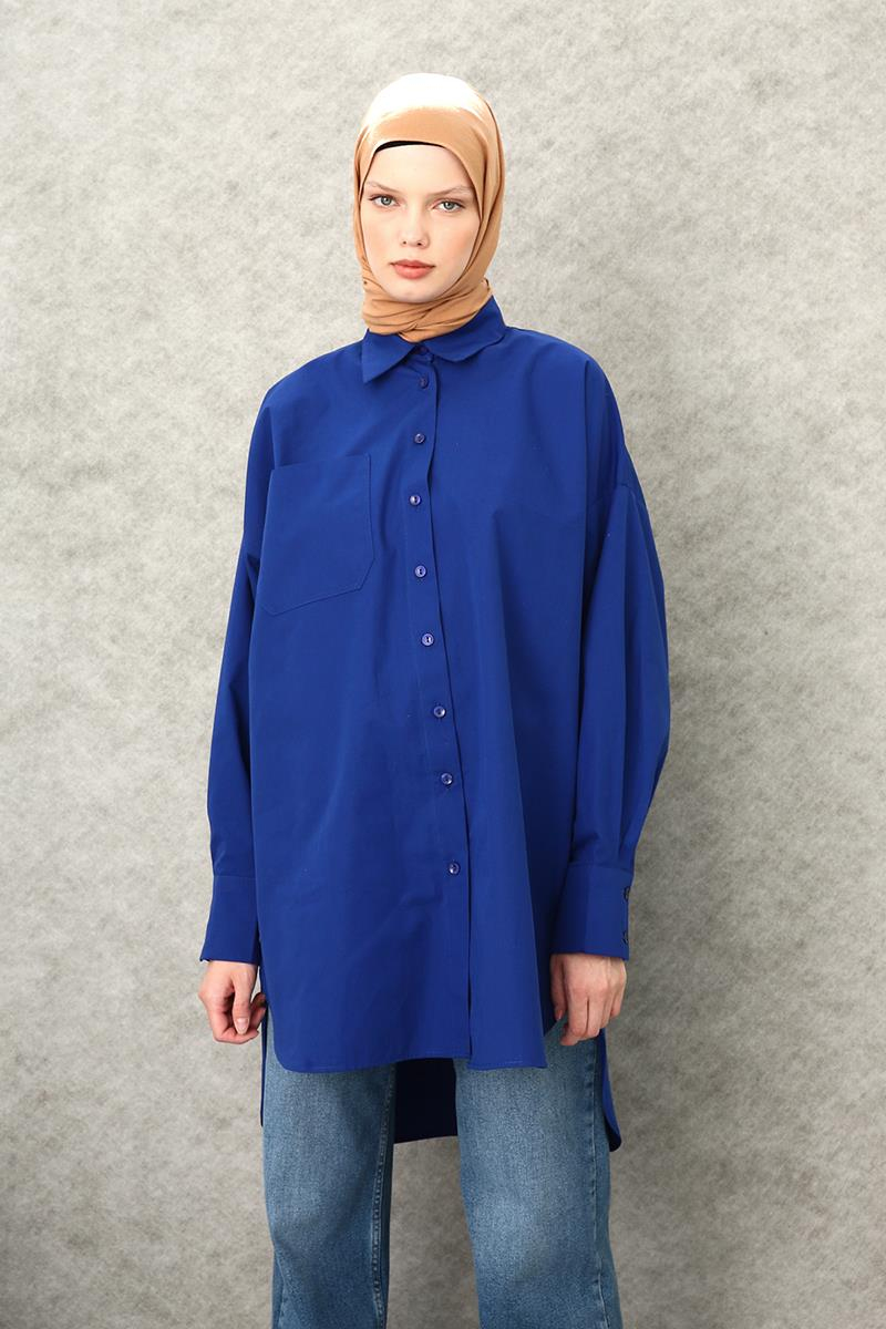 Saks-Oversize Cepli Gömlek Tunik