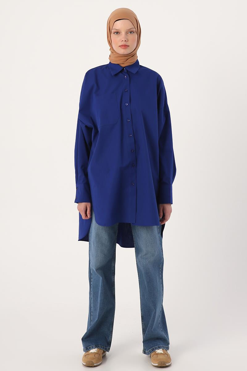 Saks-Oversize Cepli Gömlek Tunik