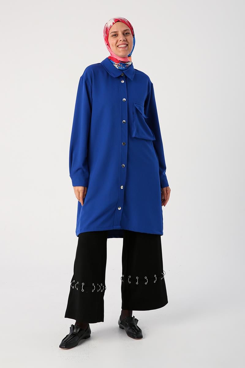 Saks-Tek Cepli Çıtçıtlı Gömlek Tunik