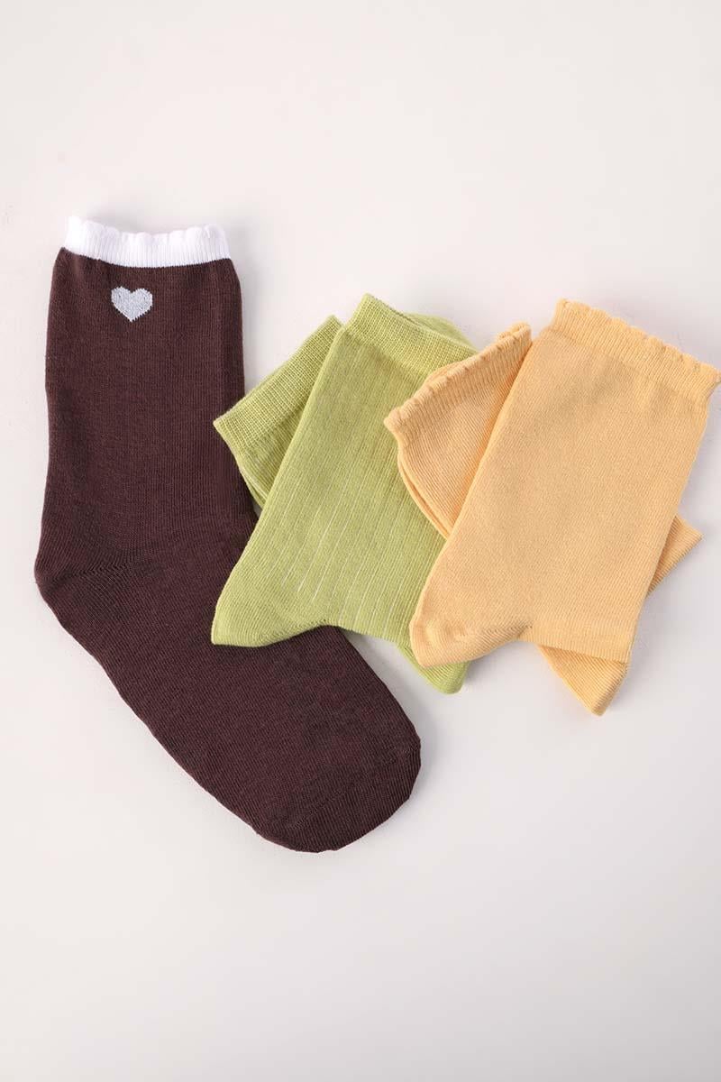 Sarı-Kahve-Yeşil-3 Lü Soket Çorap Set
