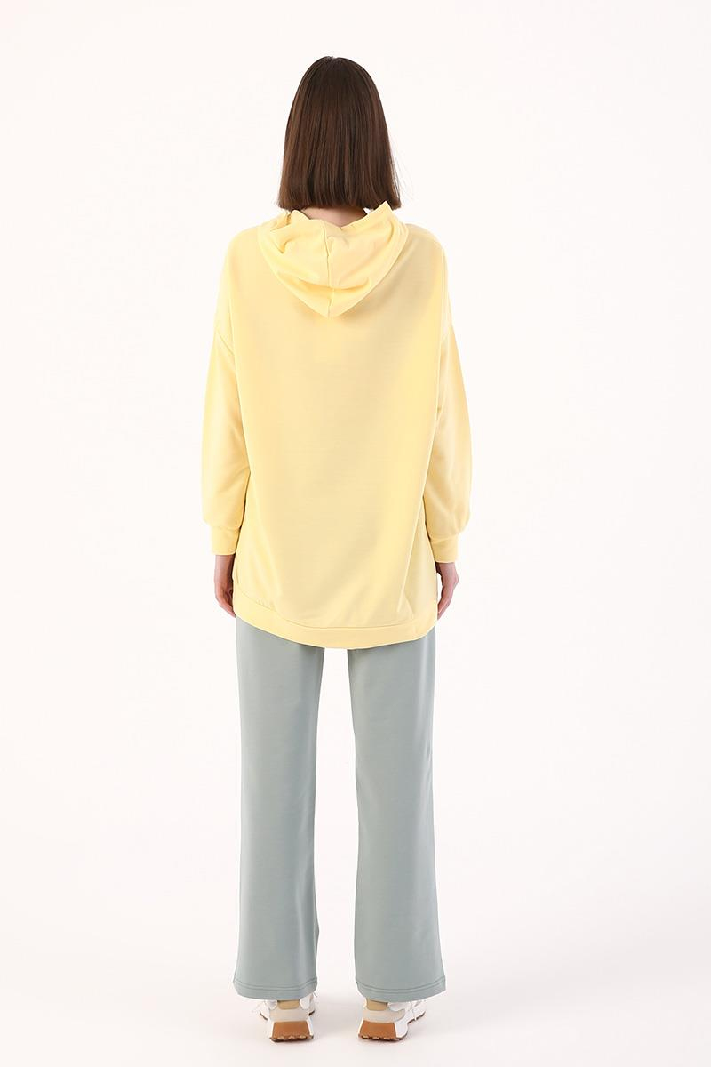 Sarı-Kapüşonlu Sweat Tunik