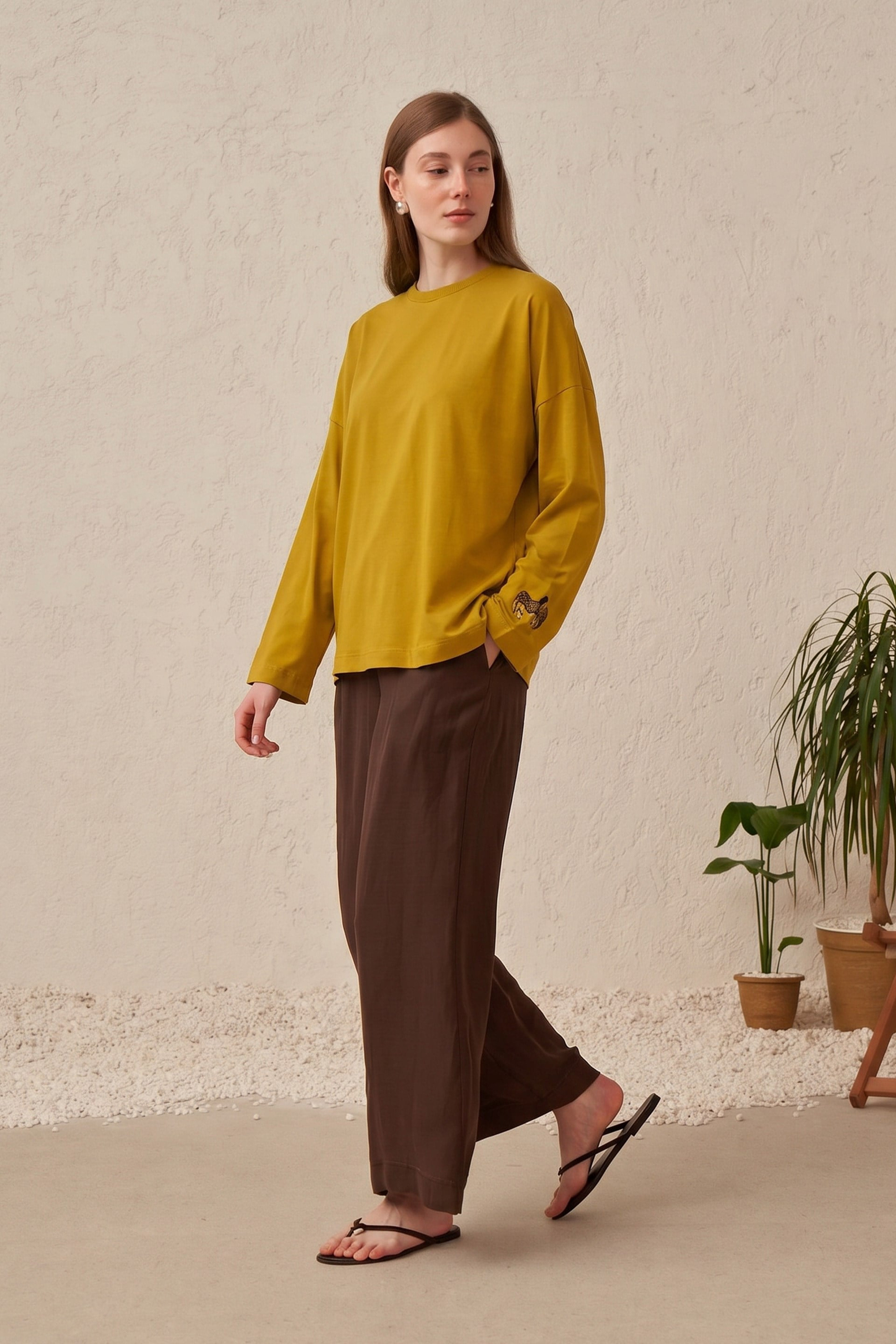 Sarı-Oversize Sweatshirt