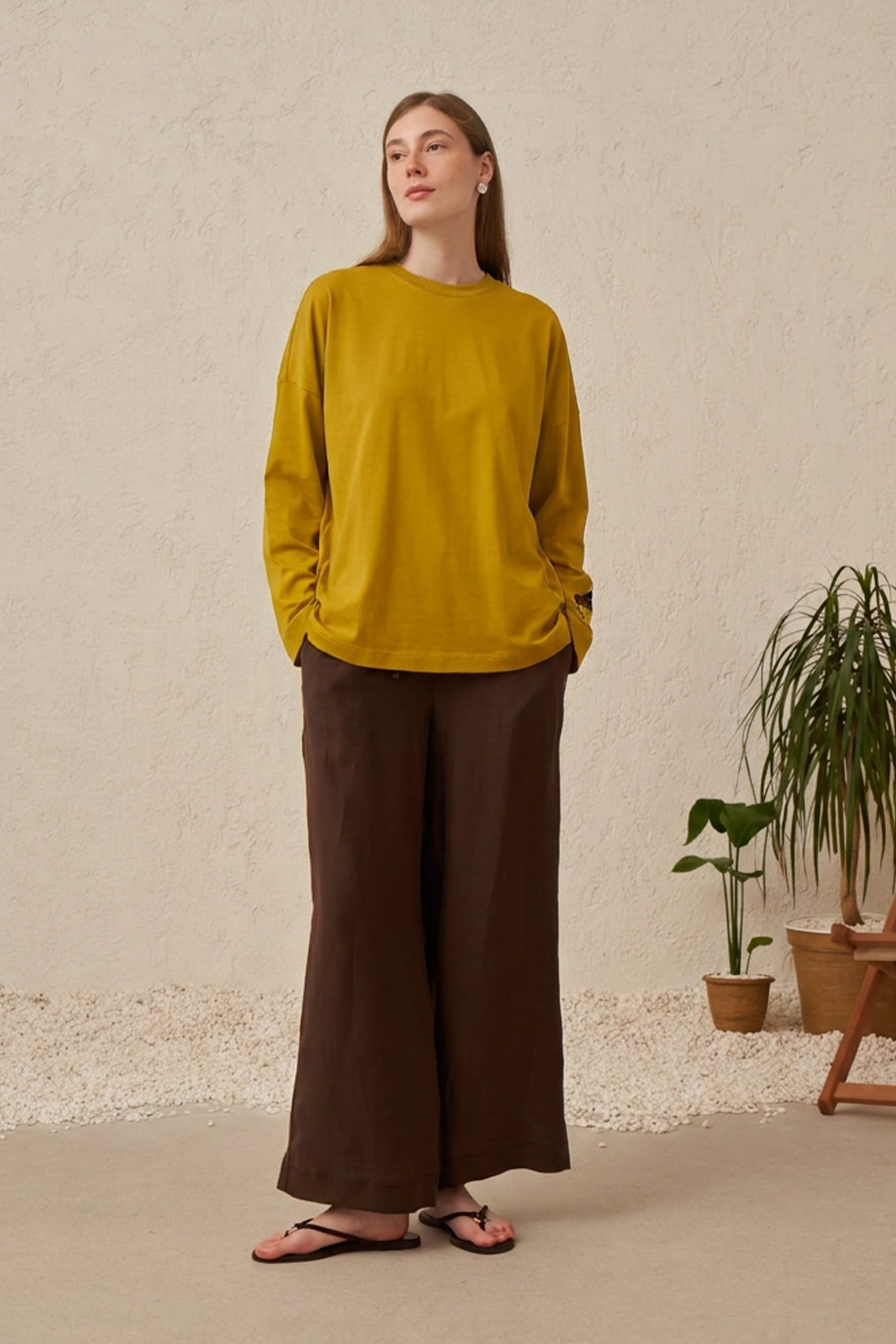Sarı-Oversize Sweatshirt
