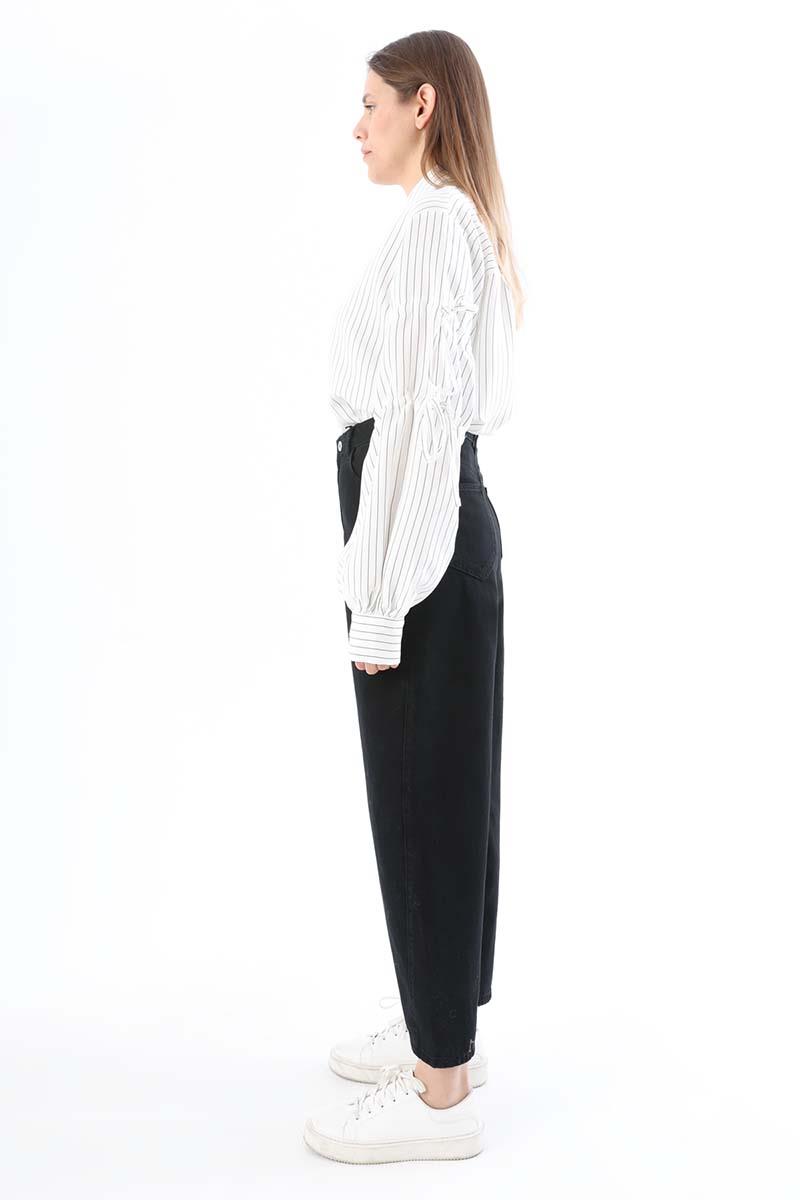 Black-100% Cotton Slouchy Trousers