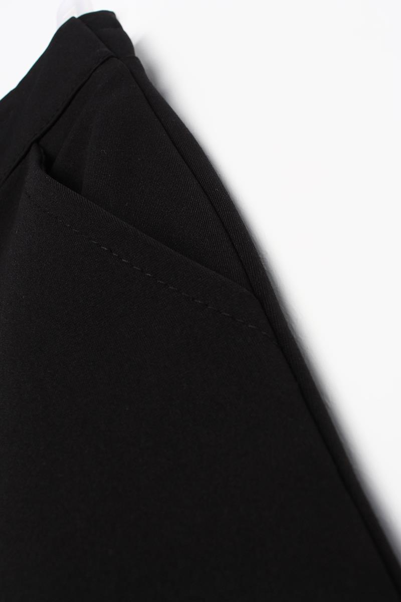 Black-Elastic Back Wide Leg Pocket Trousers