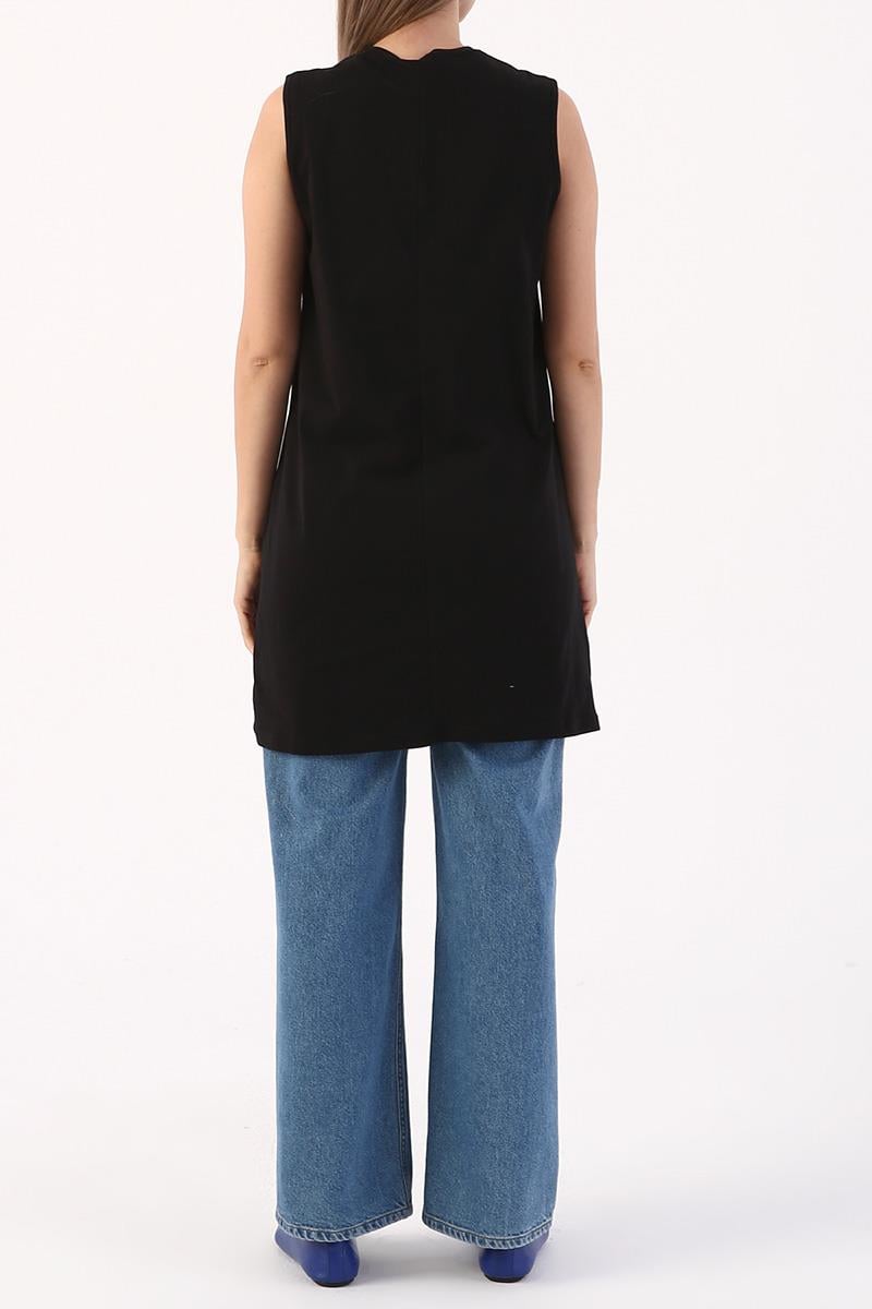 Siyah-Basic Kolsuz Tunik