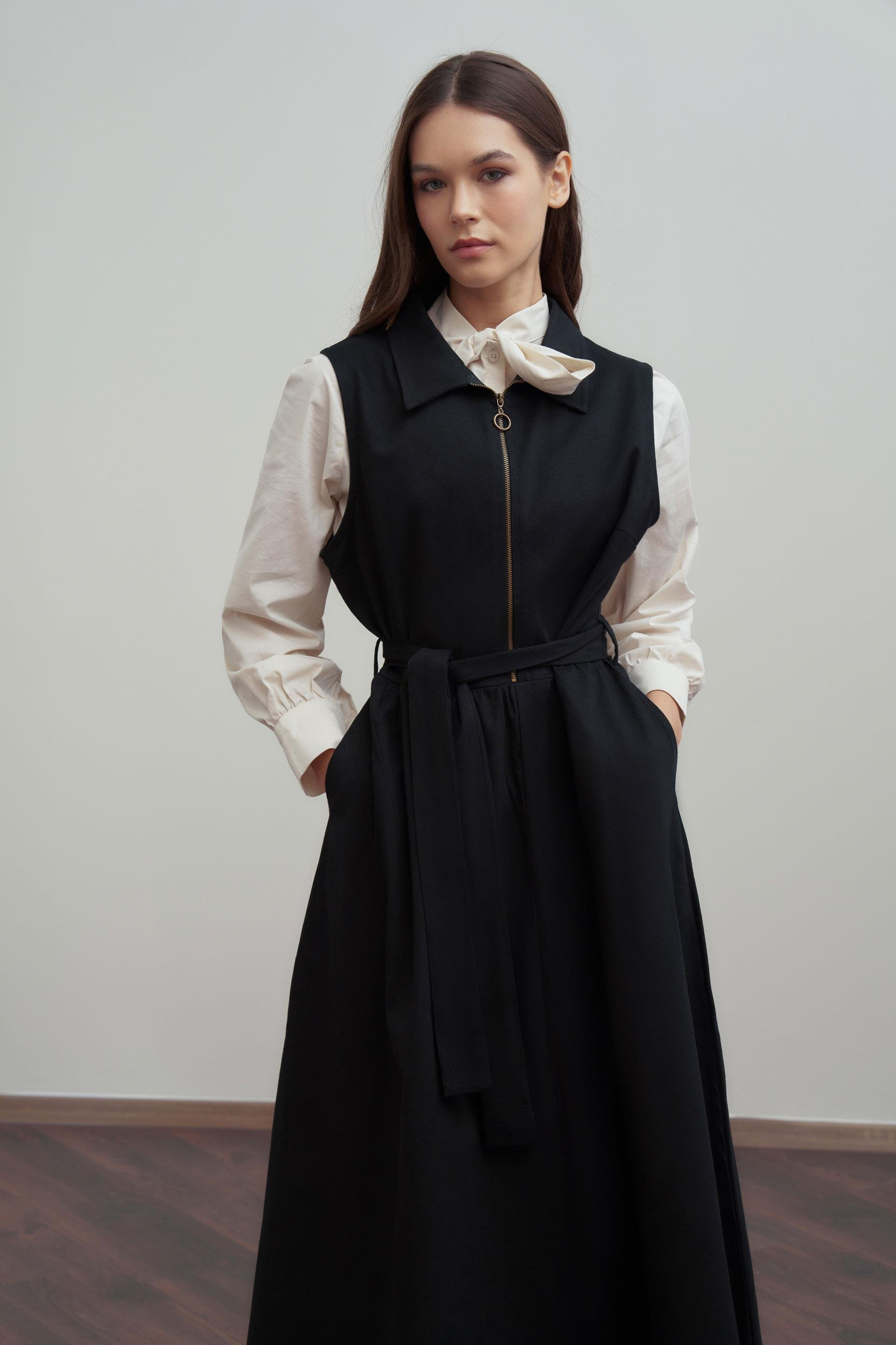 Siyah-Belden Baglamalı Gabardin Jile