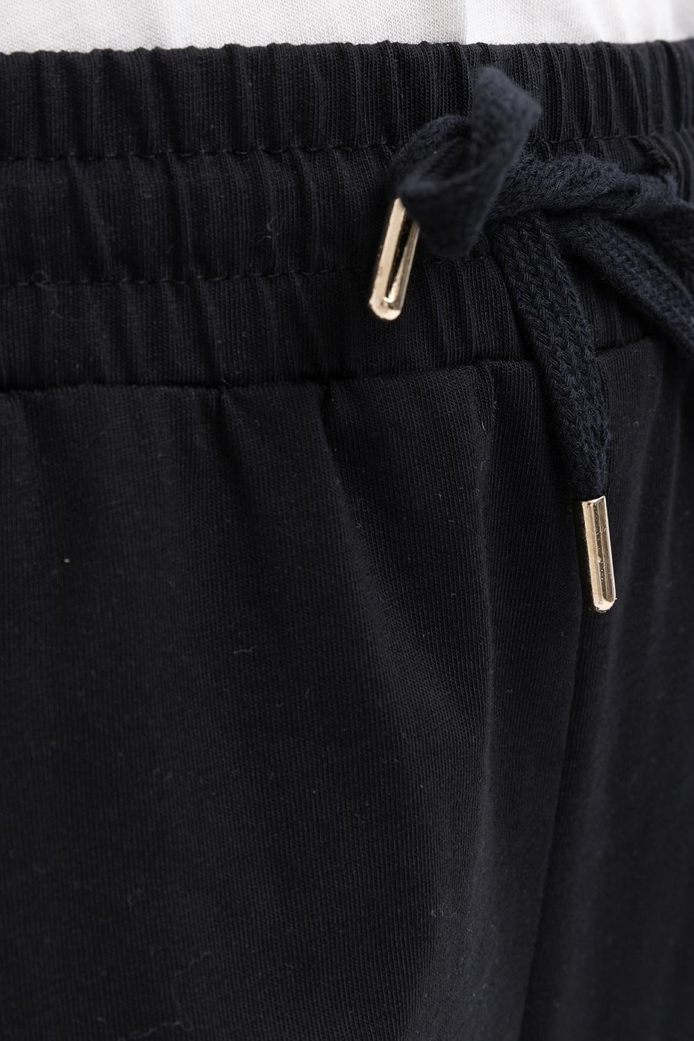 Siyah-Beli Lastikli Slouchy Pantolon