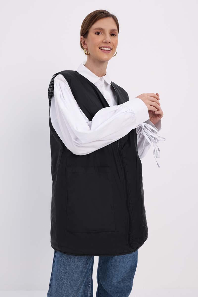 Black-White-Double-Sided Quilted Vest