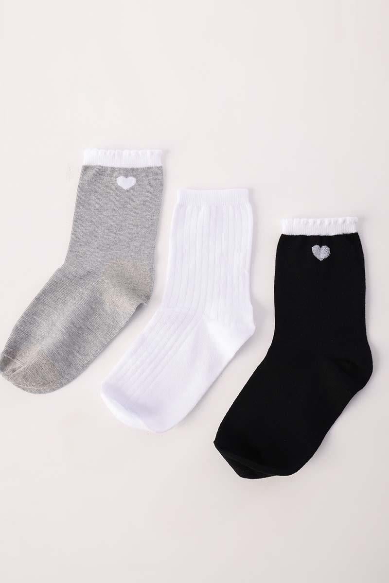 Black-White-Grey-3 Piece Socket Socks Set