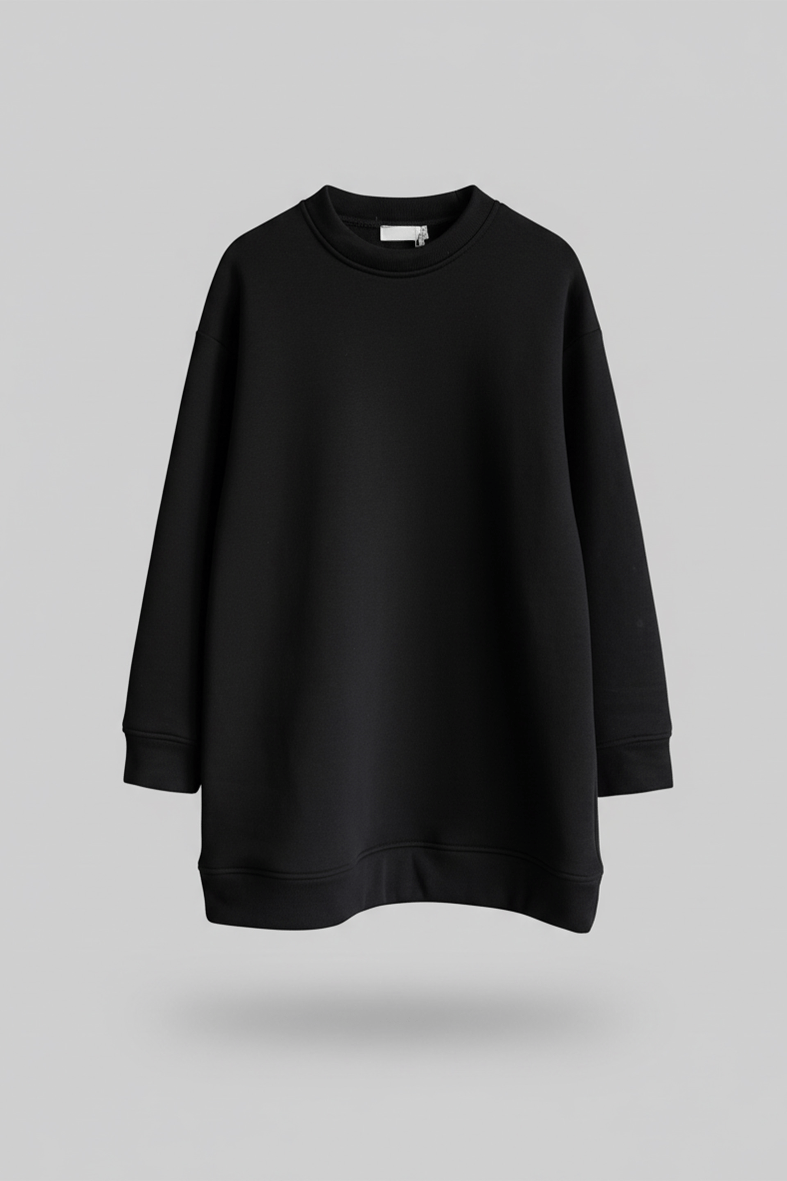 Siyah-Bisiklet Yaka Sweatshirt