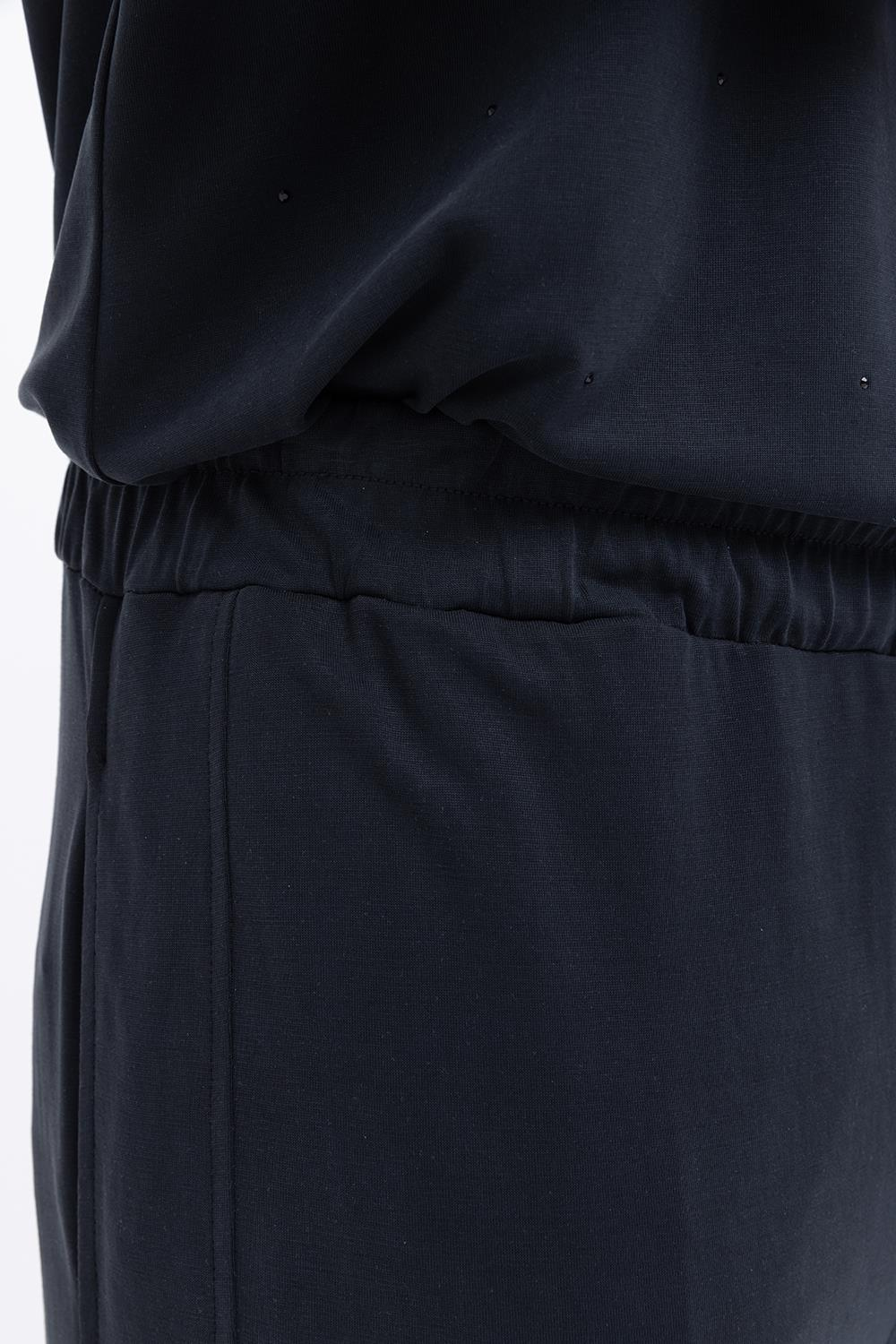 Siyah-Büyük Beden Beli Lastikli Geniş Paça Pantolon