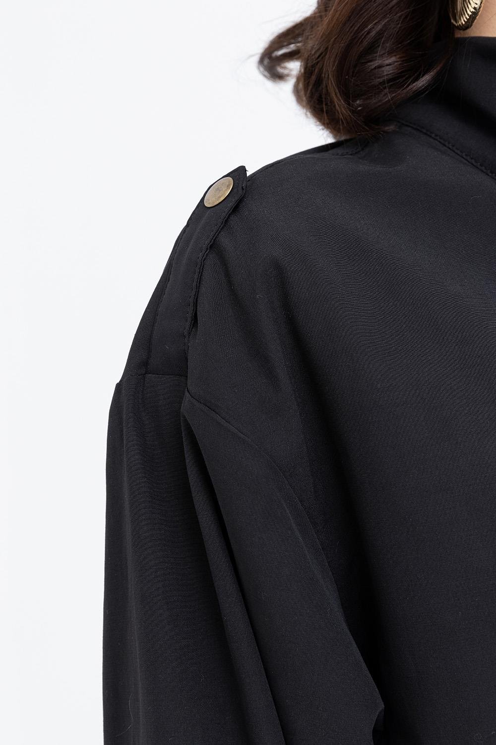 Siyah-Cepli Rüzgarlıklı Trençkot