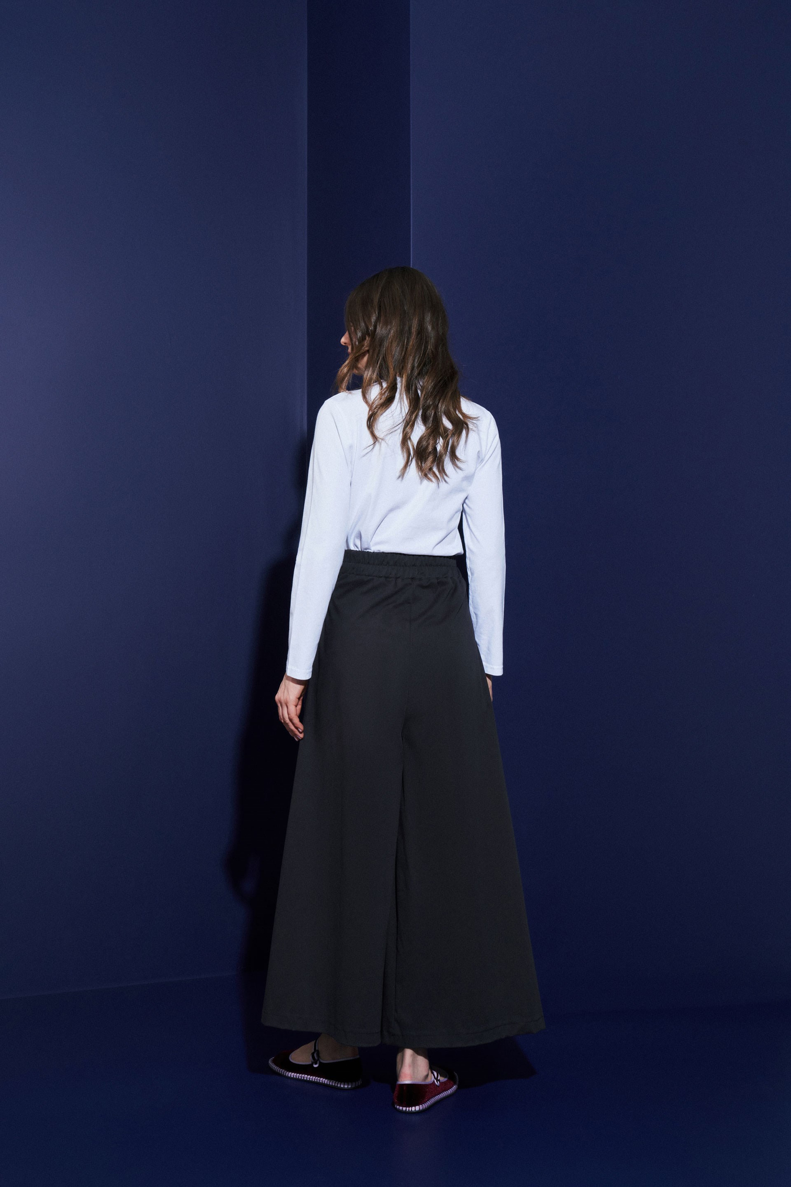 Siyah-Çift Pile Detaylı Gabardin Pantolon