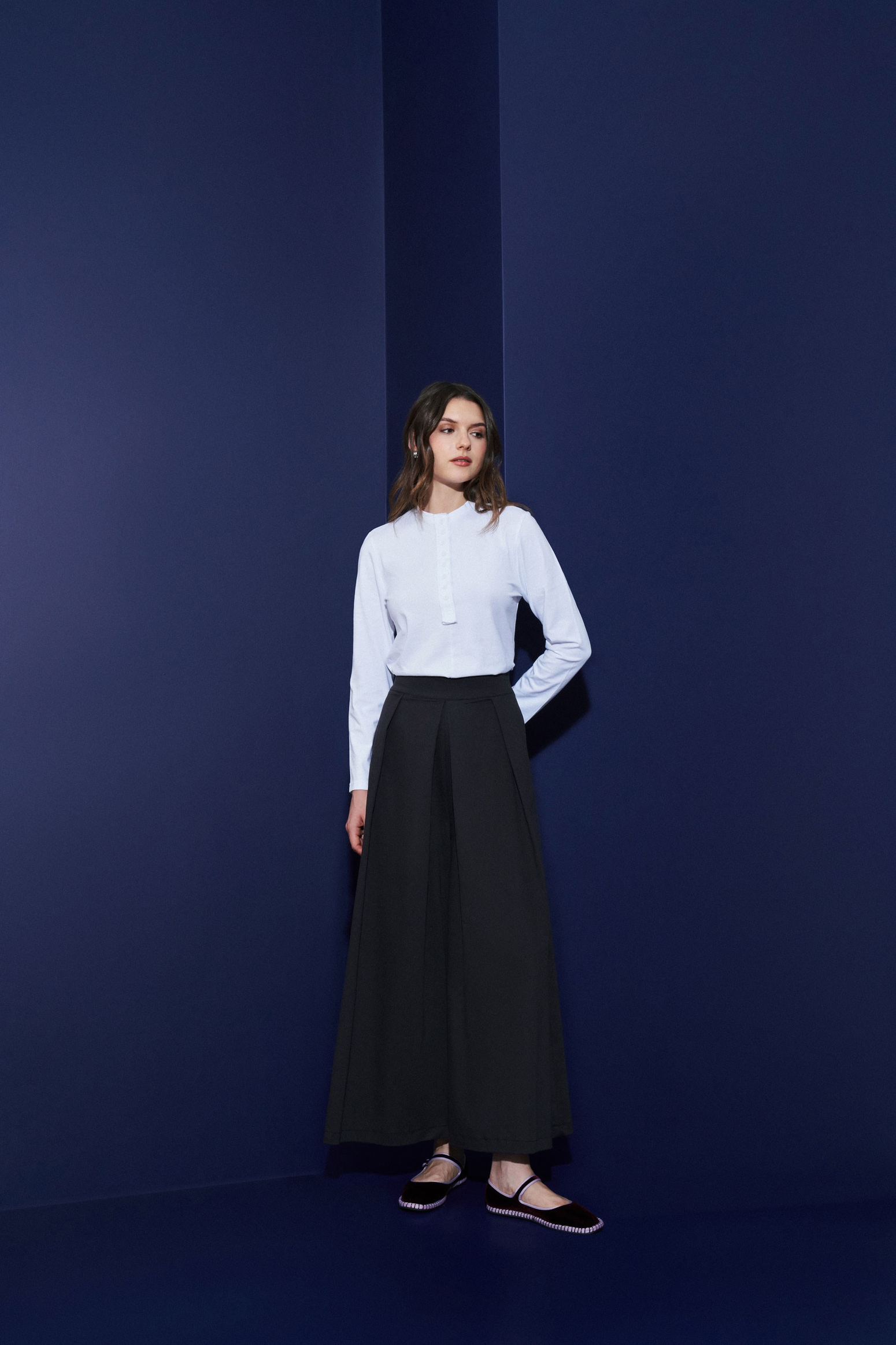 Siyah-Çift Pile Detaylı Gabardin Pantolon