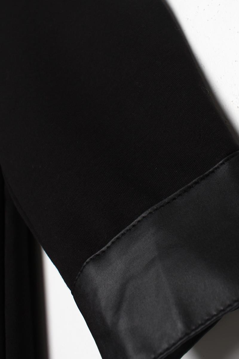 Siyah-Deri Garnili Kapüşonlu Sweat Tunik