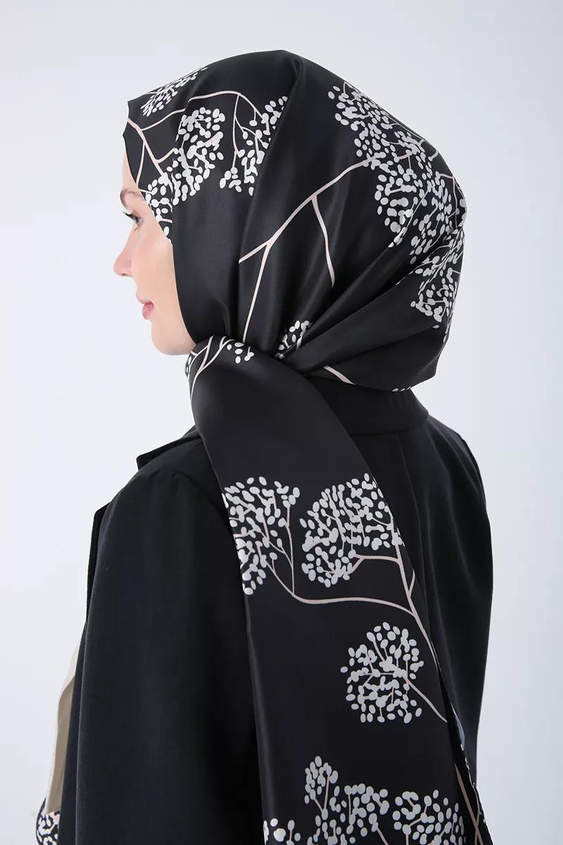 Siyah-Desenli Twill Şal