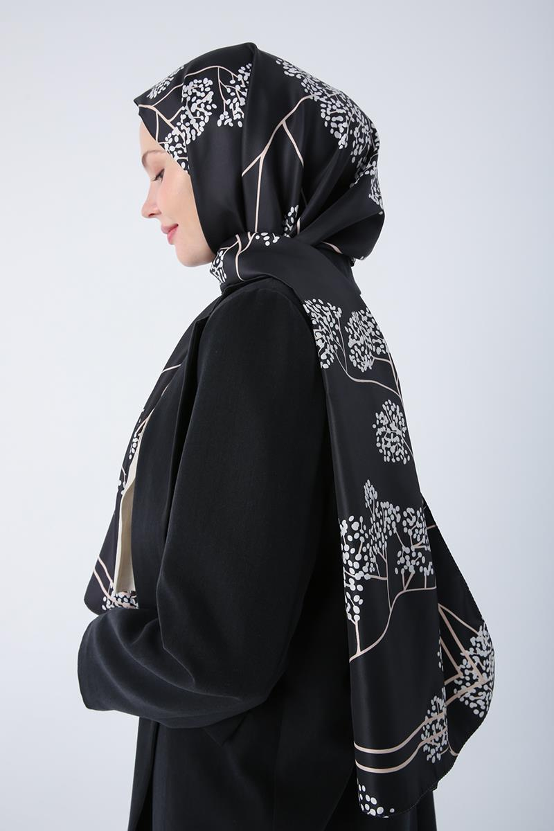 Siyah-Desenli Twill Şal