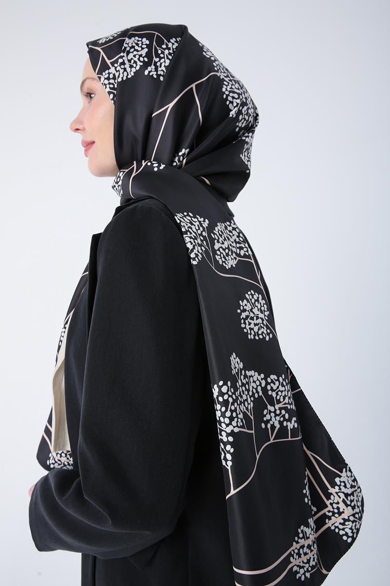 Siyah-Desenli Twill Şal