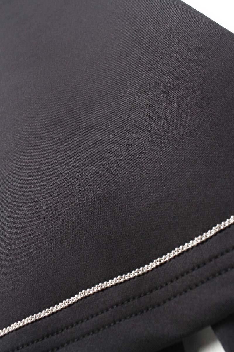 Black-High Collar Sleeve Slit Scuba Blouse