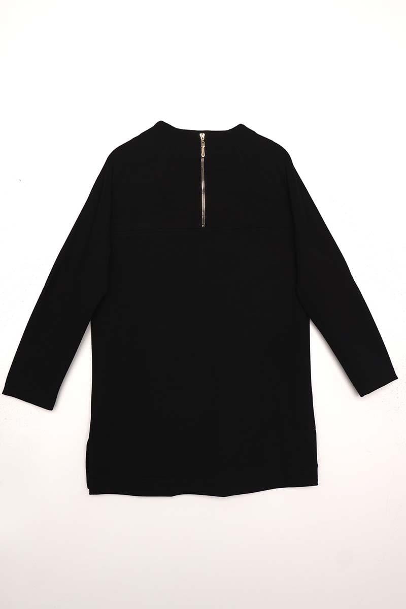 Siyah-Dik Yakalı Robalı Tunik
