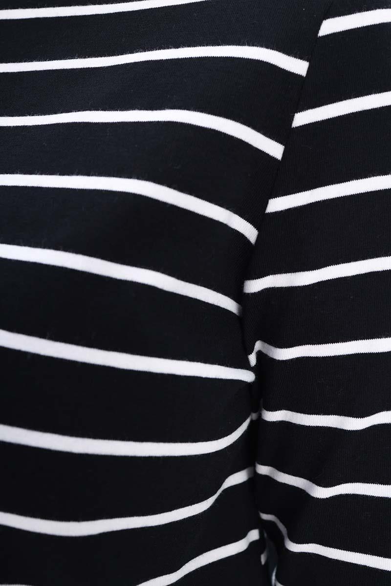 Siyah-Ekru-Pamuklu Çizgili Tshirt Tunik