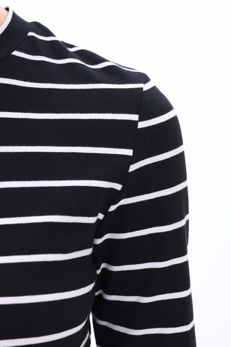 Black-Ecru-Cotton Long Sleeve Crop Underwear