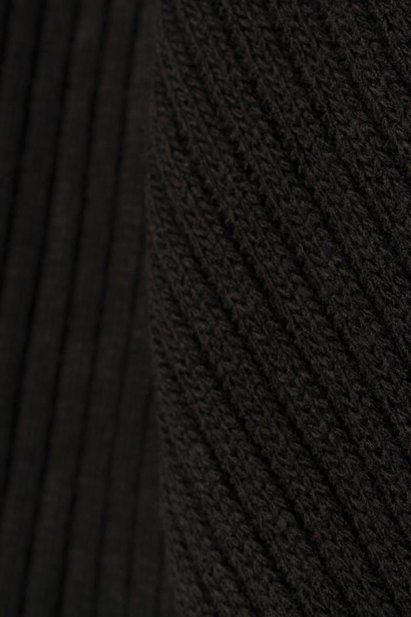 Cardigan long tricoté noir à ceinture côtelée