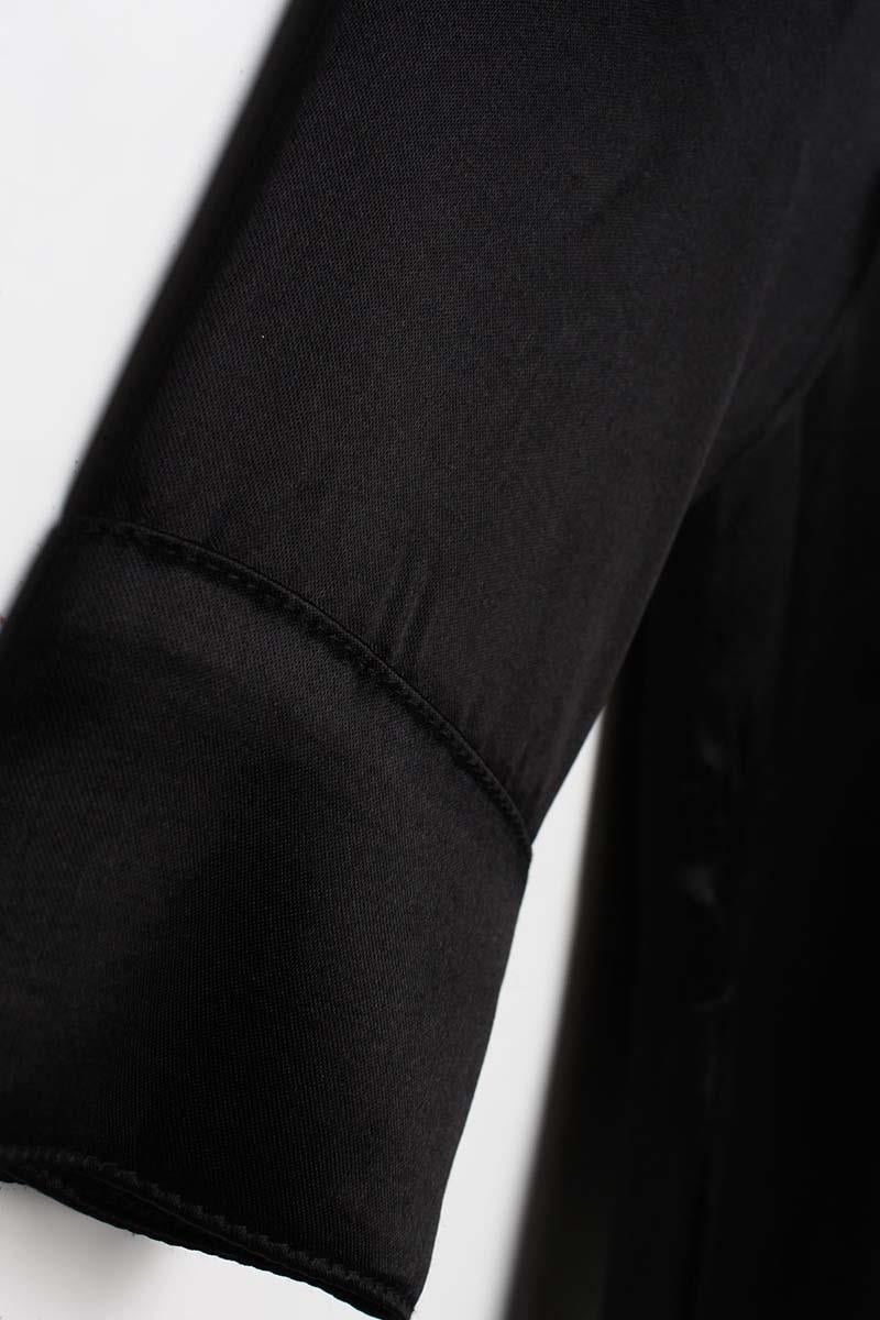 Black-Made Collar Shirt Tunic with Slits on the Sides
