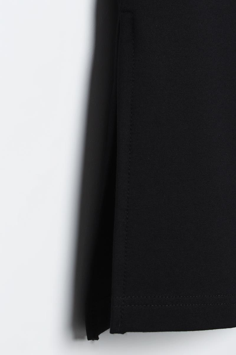 Siyah-İki Renkli Kapüşonlu Sweat Tunik