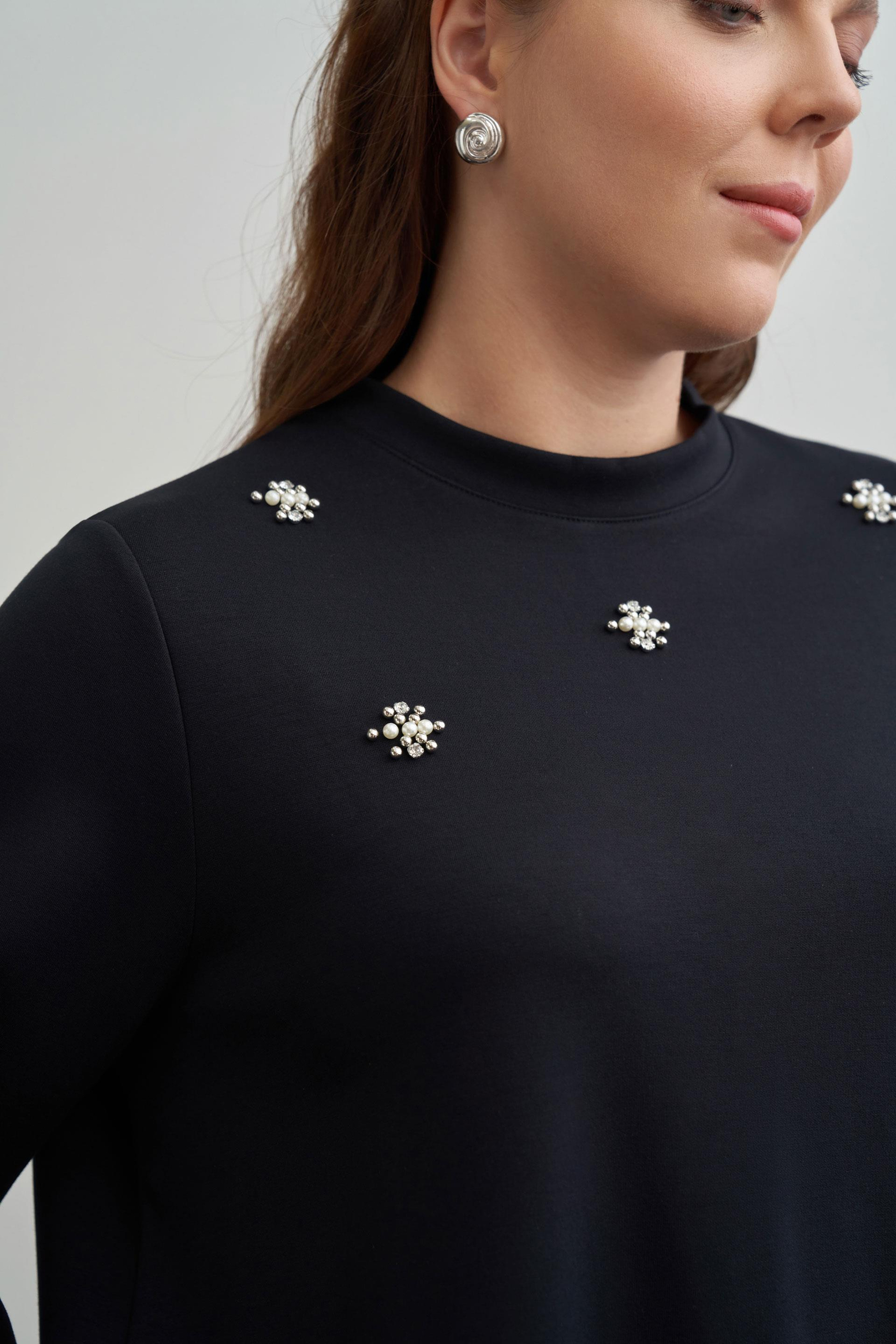 Siyah-İnci İşlemeli Tunik