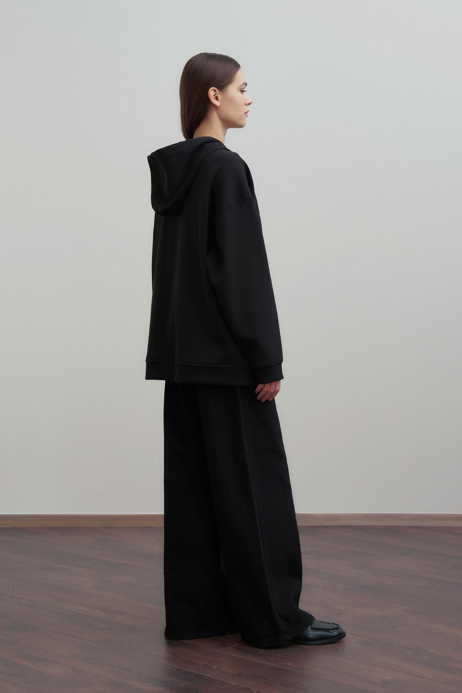 Siyah-Kanguru Cep Detaylı Sweatshirt