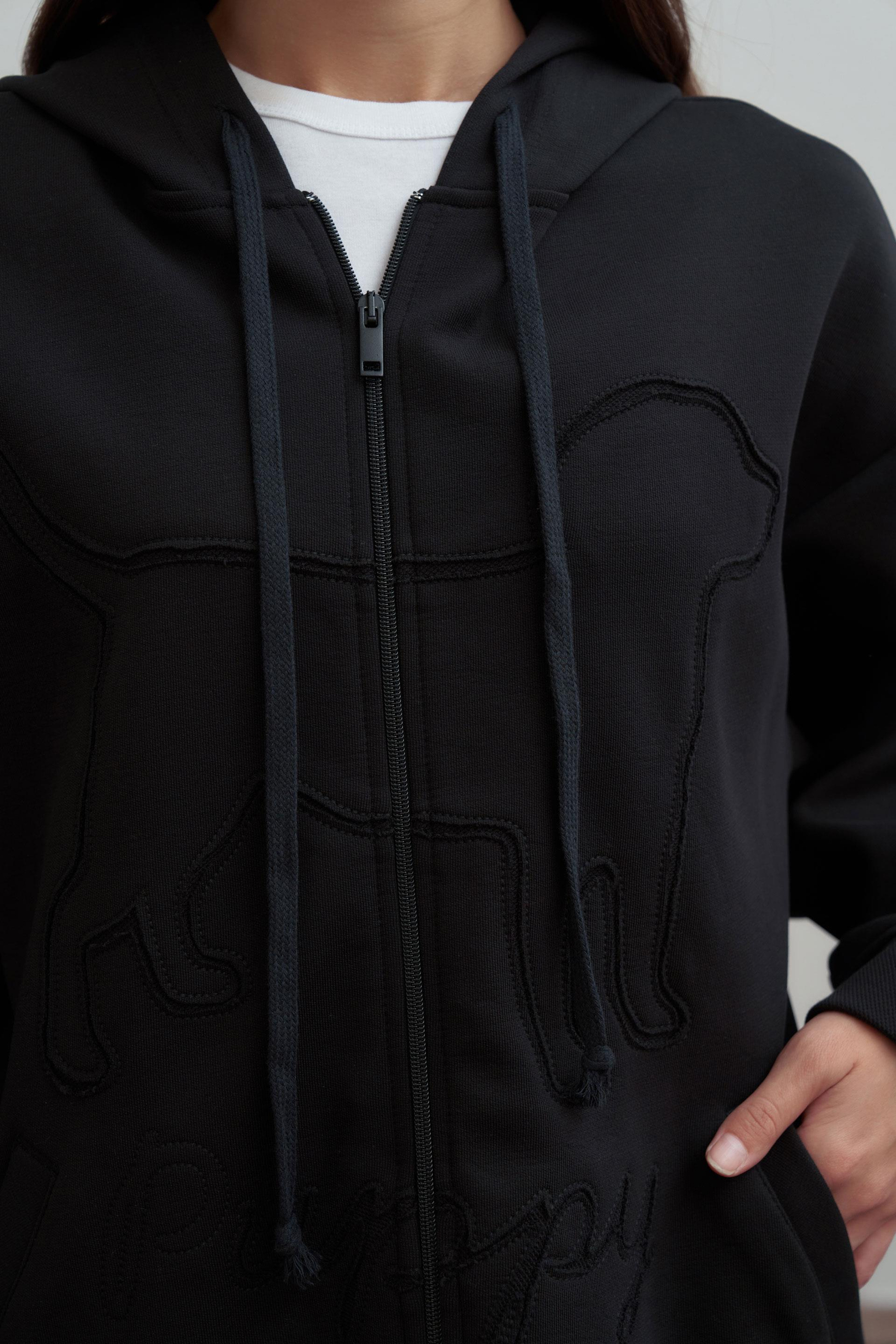 Siyah-Kanguru Cep Detaylı Sweatshirt