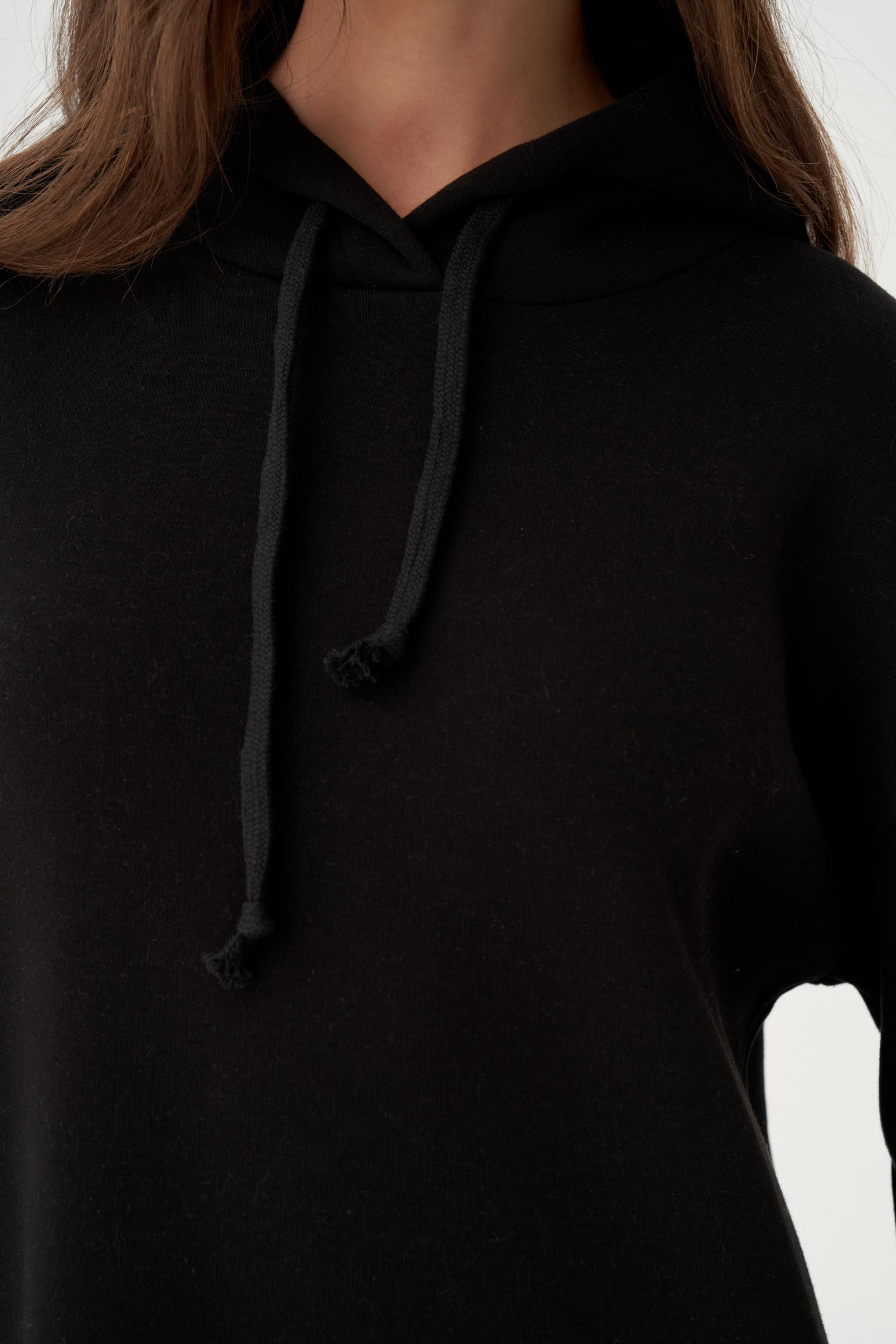 Siyah-Kapüşonlu Basic Elbise