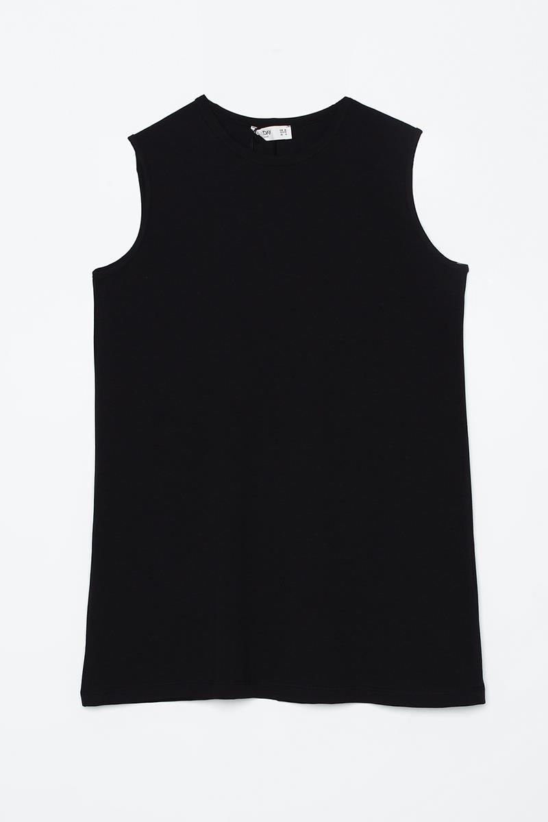 Schwarze ärmellose T-Shirt-Tunika