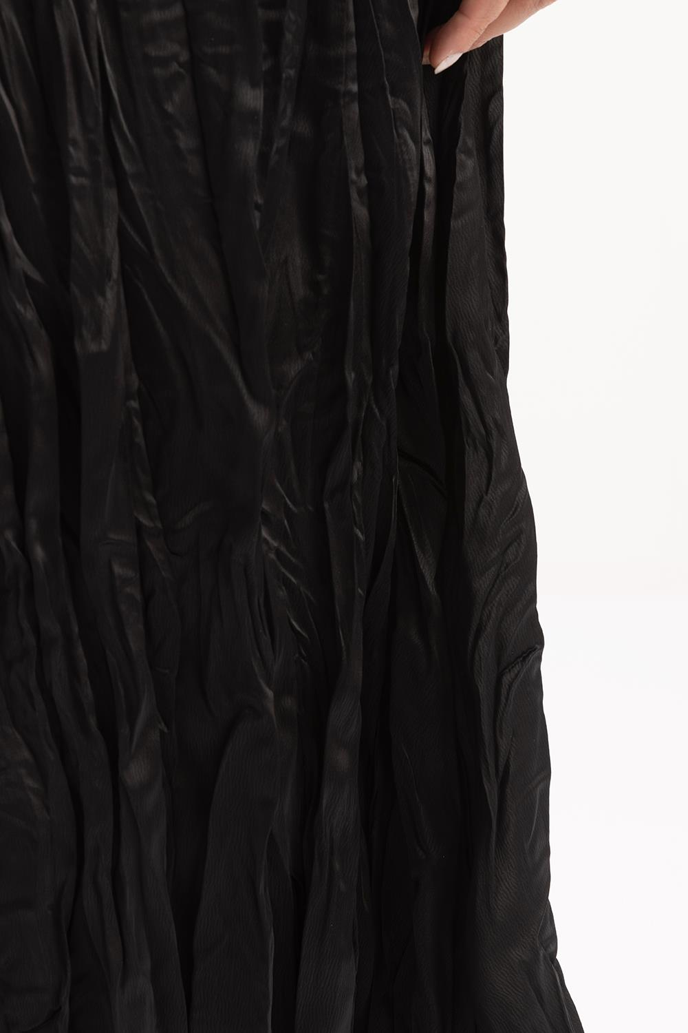 Black-Elastic Waist Basic Skirt