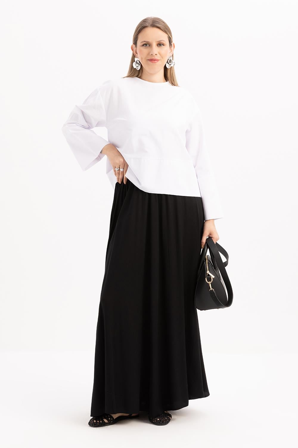 Siyah-Lastikli Basic Etek