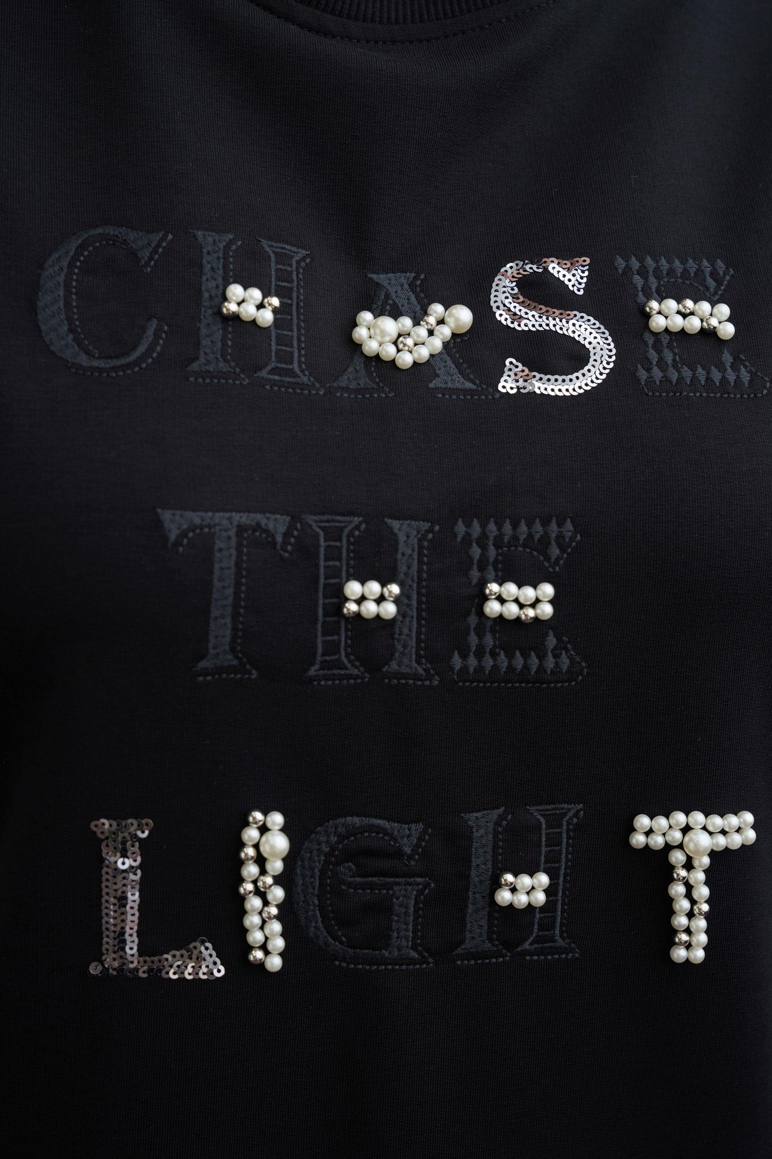 Siyah-Nakışlı Pamuklu Tunik