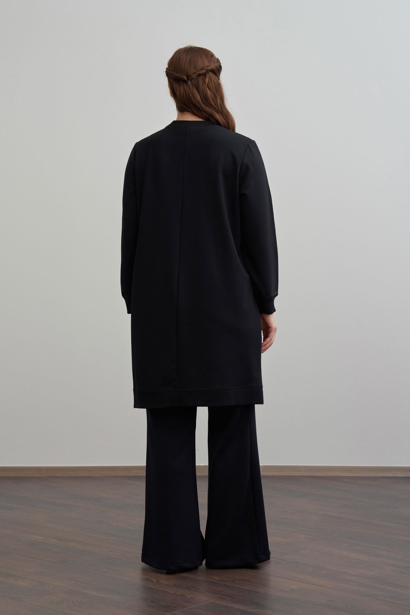 Siyah-Nakışlı Pamuklu Tunik