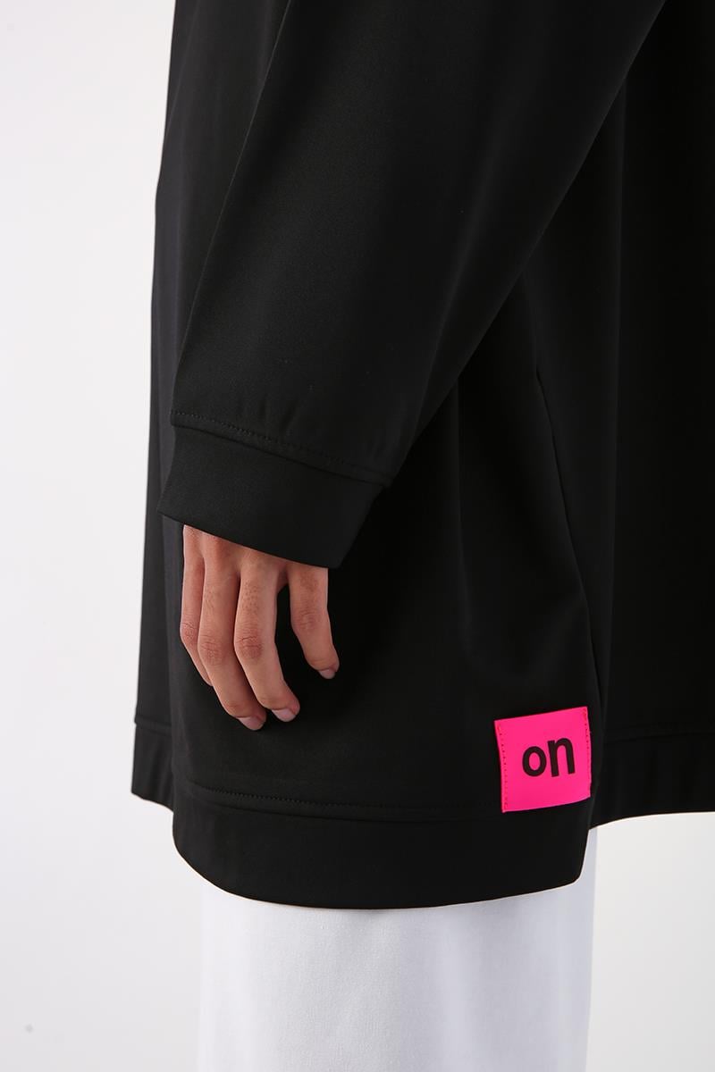 Black-Neon Detailed Oversize Sweat Tunic