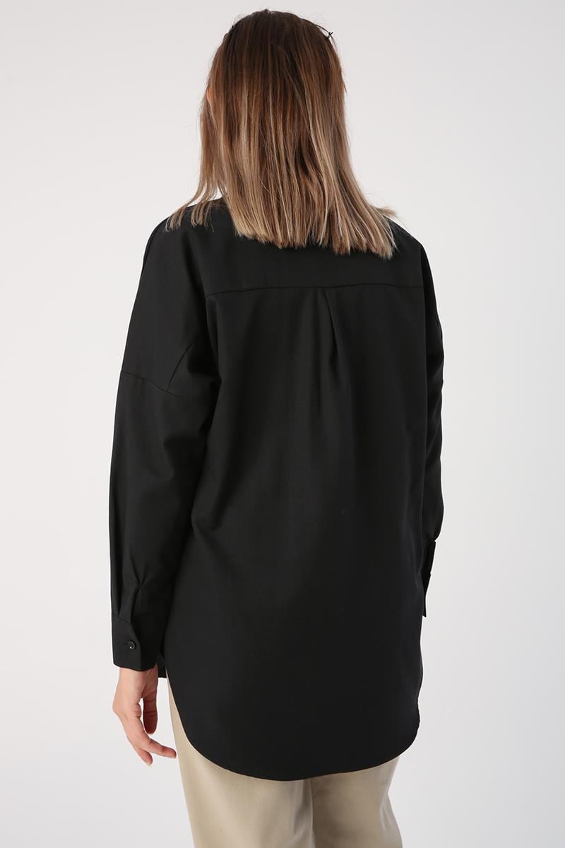 Black-Oversize Basic Shirt